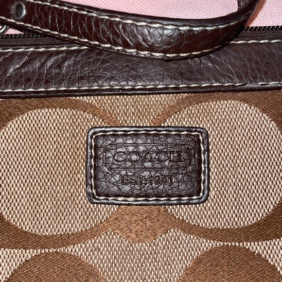 Coach Brown/Tan Small Fabric Wristlet - Picture 2 of 8